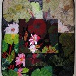 Art quilt featuring lotus flower motif by Maureen Jakubson