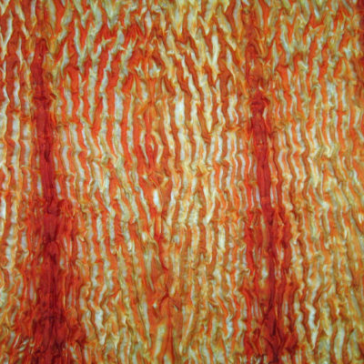 Textured Orange Silk Shibori Scarf by Maureen Jakubson