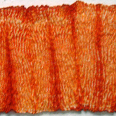 Textured Orange Silk Shibori Scarf, Handmade by Maureen Jakubson