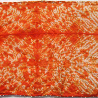 Orange Silk Shibori Scarf with Beaded Edge by Maureen Jakubson