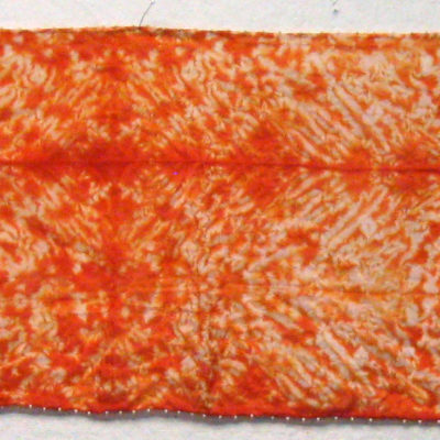 Orange Shibori Silk Scarf With Beaded Edge by Maureen Jakubson
