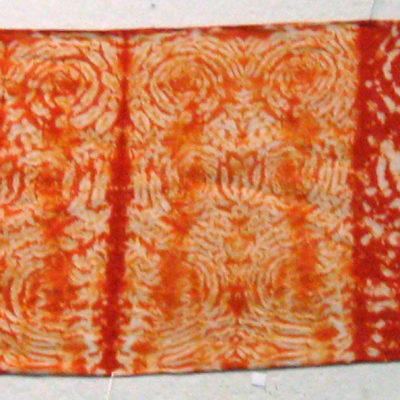 Full Spiral Patterned Orange Silk Shibori Scarf by Maureen Jakubson