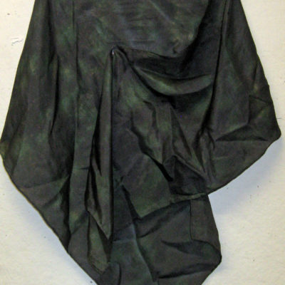 Black and Green Shibori Silk Scarf by Maureen Jakubson