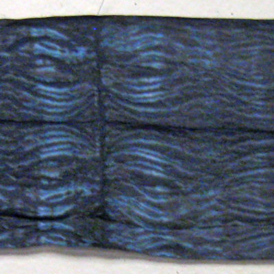 Full Image of Lightly Textured Blue and Black Shibori Silk Scarf by Maureen Jakubson