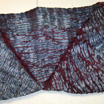 Detail Image of Richly Textured Mulberry Silk Shibori Scarf by Maureen Jakubson