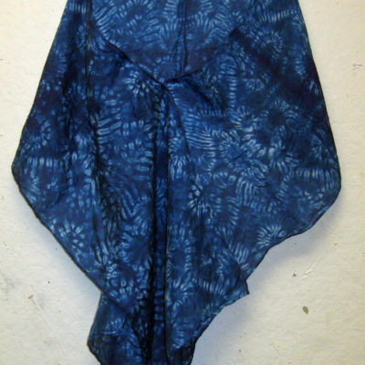 Blue Larch Stitch Variation Silk Shibori Scarf Naturally Draped
