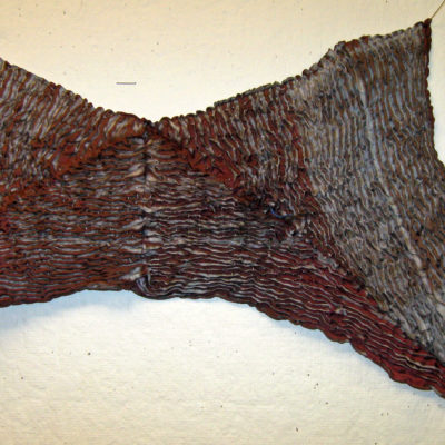 Brown and Gray Triangles Textured Silk Shibori Scarf Detail