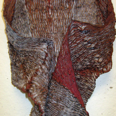 Brown and Gray Triangles Textured Silk Shibori Scarf Naturally Draped