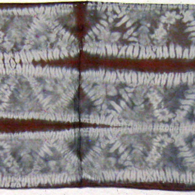 Brown-Gray-White Maka Nui Pattern Silk Shibori Scarf Full Length