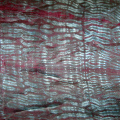 Dark Mulberry and Gray Mokume Silk Shibori Scarf Detail