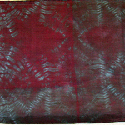 Dark Mulberry and Gray Star Motif Silk Shibori Scarf Detail