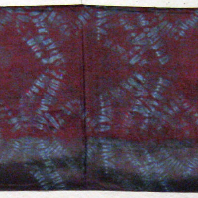 Dark Mulberry and Gray Star Motif Silk Shibori Scarf Full Length
