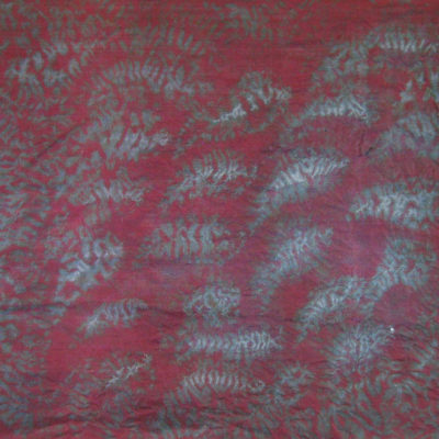 Magenta and Gray Small Leaf Silk Shibori Scarf Detail