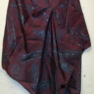 Mulberry Triangles Silk Shibori Scarf with Beaded Edge Naturally Draped