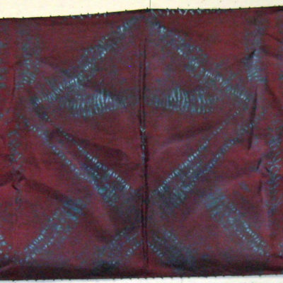 Mulberry Triangles Silk Shibori Scarf with Beaded Edge Full Length