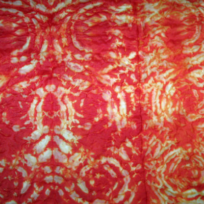 Orange Interlocking Spirals Silk Shibori Scarf Detail