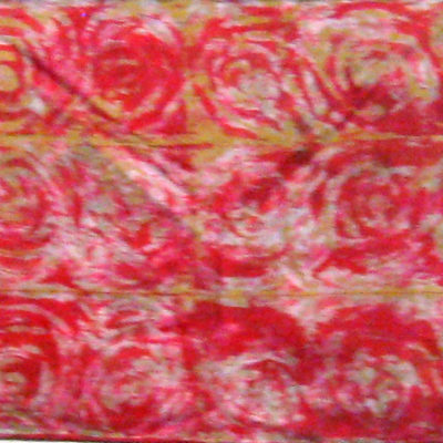 Red-Gold Interlocking Spirals Silk Shibori Scarf Full Length