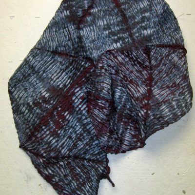 Mokume Mulberry Textured Silk Shibori Scarf Naturally Draped