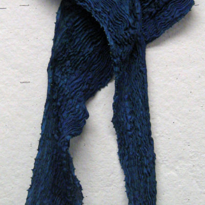 Turquoise Textured and Beaded Silk Shibori Scarf Naturally Draped