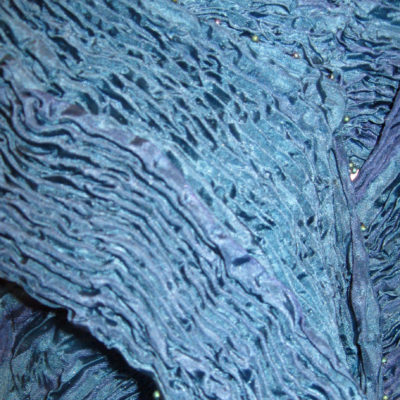 Turquoise Textured and Beaded Silk Shibori Scarf by Maureen Jakubson