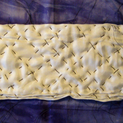 Woven Pattern Stitch Resist Shibori Scarf Ready to Be Pulled Up