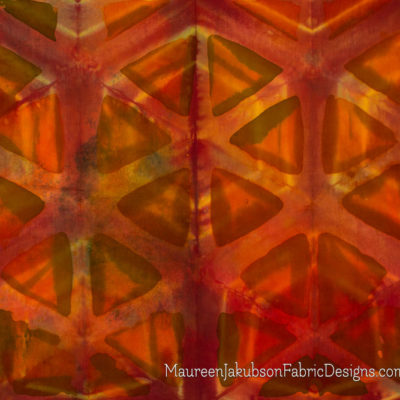 Red Hexagons Batik by Maureen Jakubson