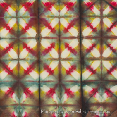 Multicolored Clamp Resist Shibori by Maureen Jakubson