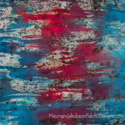 Blue, Black, and Red Flour Resist Shibori by Maureen Jakubson