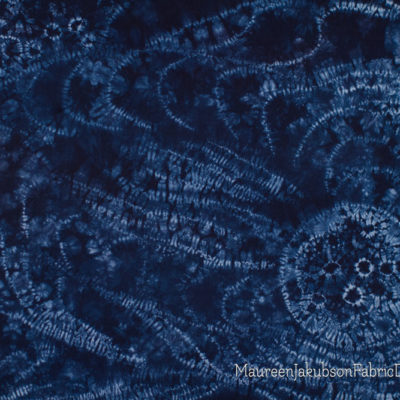 Blue Stitch Resist Shibori Composition by Maureen Jakubson